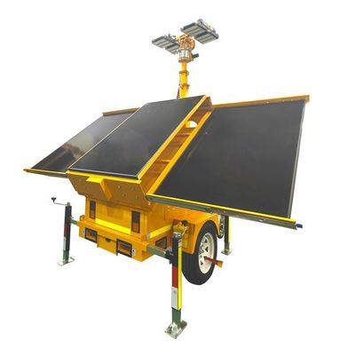 Mobiler Solar-Anhänger mit LED-Leuchten für die Nachtbeleuchtung auf Baustellen