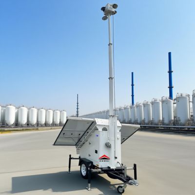 Keine Verdrahtung erforderlich Portable Solar Power Security Cctv Trailer für die Überwachung der Baustelle