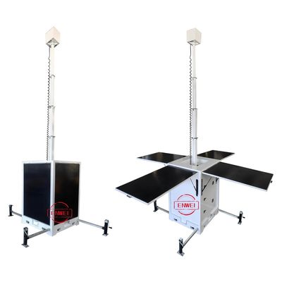 Mobile Solar Surveillance Tower Cube CCTV Unit With Camera System For Construction Site