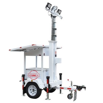 Schnell einsetzbarer, solarbetriebener Sicherheitsanhänger mit 2*435W Solarmodulen für Baustellen und Gewerbeobjekte